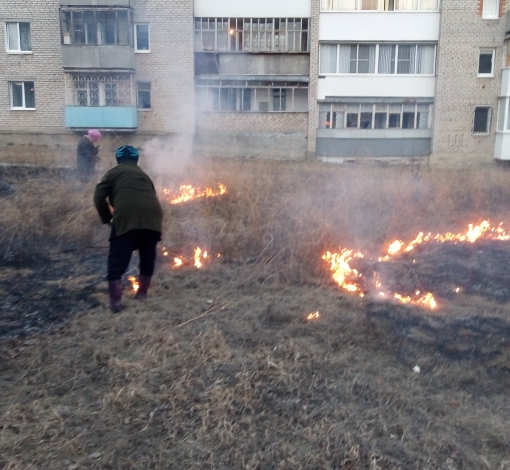 По сухой траве огонь быстро может добраться к жилым домам