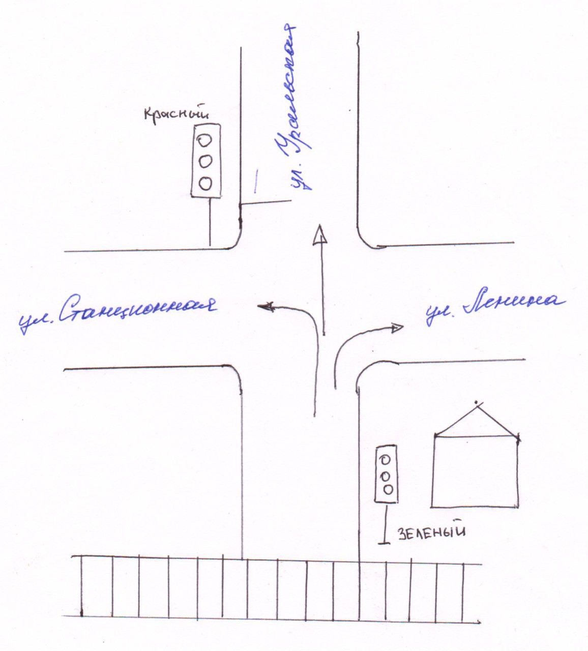 Наглядная схема, предложенная артемовцем для решения проблеммы с движением через переезд. Скан схемы жителя Артемовского.