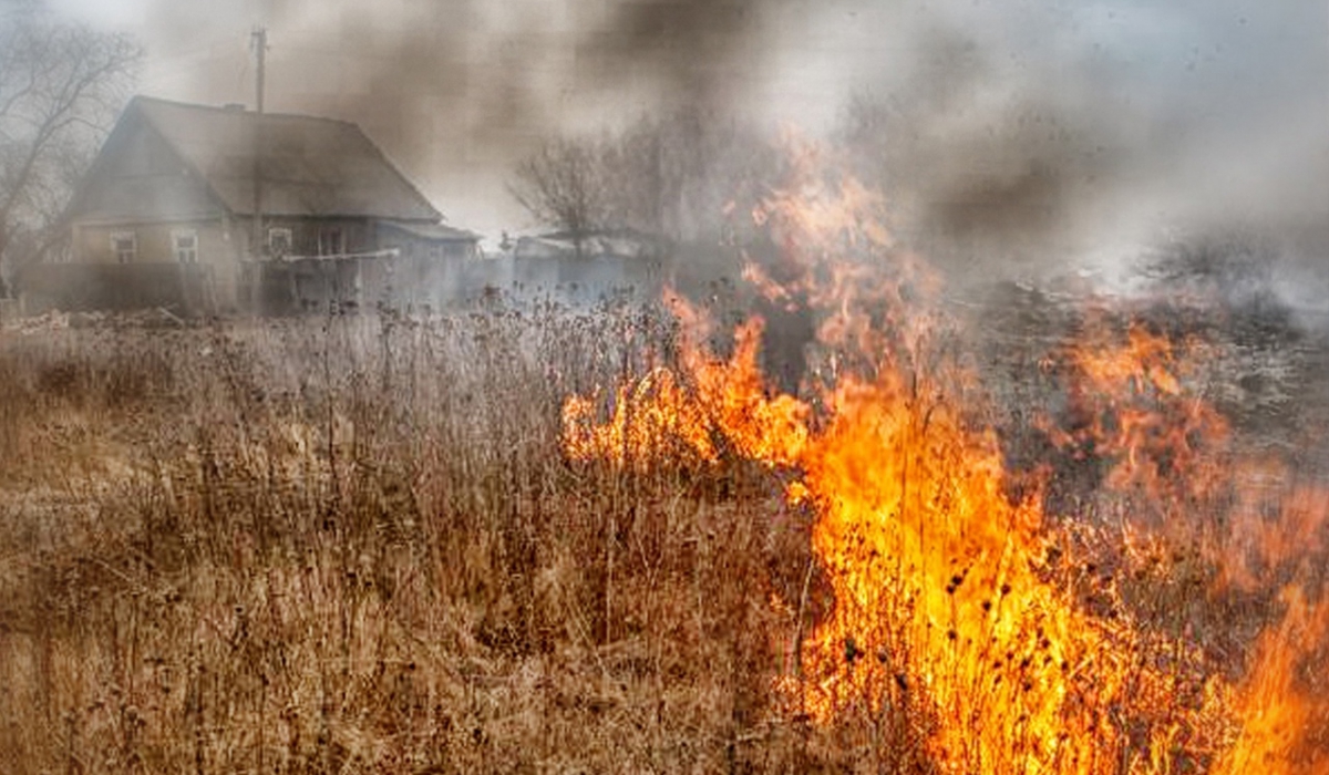 Огонь близко подходит к домам сельских жителей - страшно!
