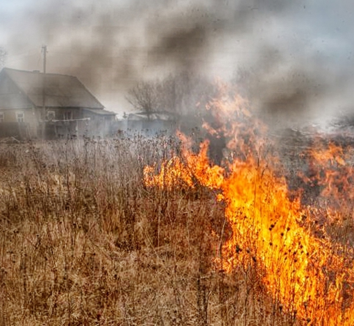 Огонь близко подходит к домам сельских жителей - страшно!