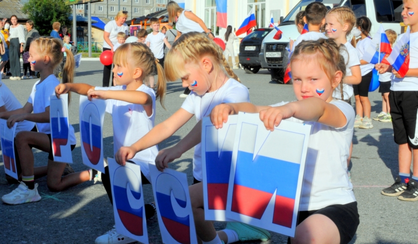 Флешмоб с флажками. Футболка в цвет российского флага. Флешмоб флаг из ткани.